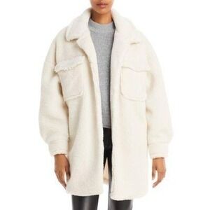 Aqua White Cream Oversized faux Sherpa XS